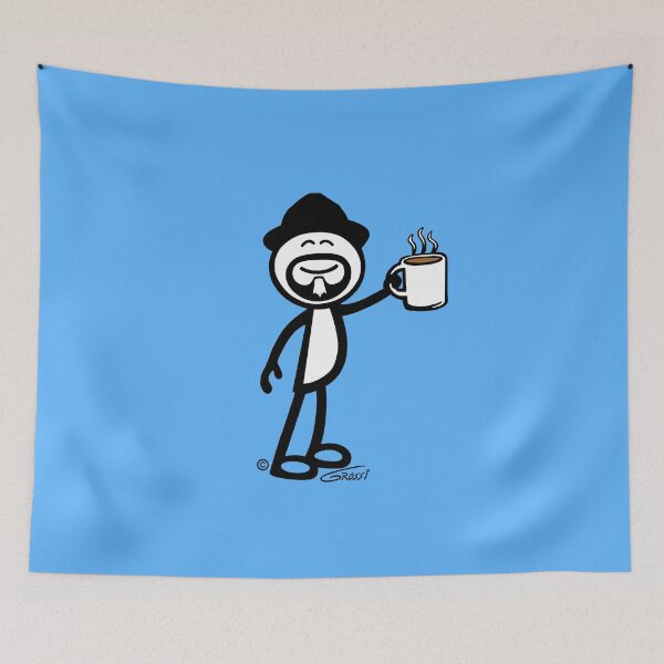Item preview, GG Coffee Guy Stick Figure Light Blue Background designed and sold by GDGCreations.