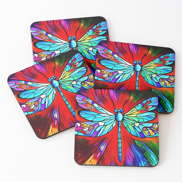 Item preview, Dragonfly Stained Glass Cartoon designed and sold by druidwolfart.