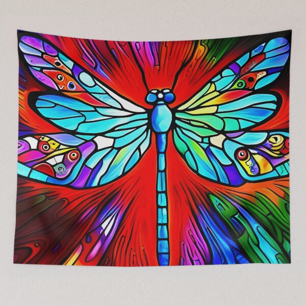Item preview, Dragonfly Stained Glass Cartoon designed and sold by druidwolfart.