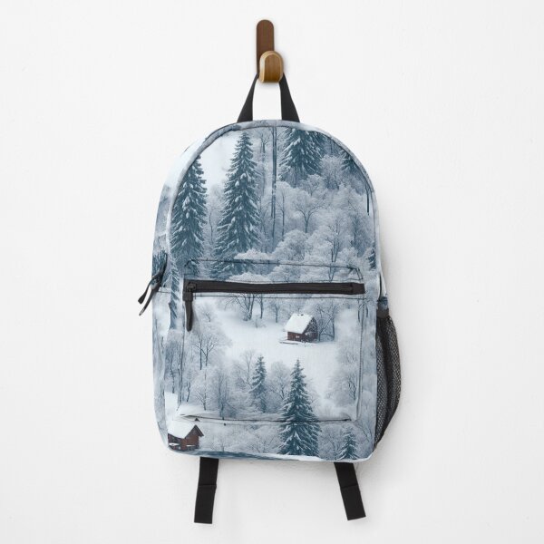 Item preview, Winter forest scene, snow covered trees cozy cabin designed and sold by CoolPixels.
