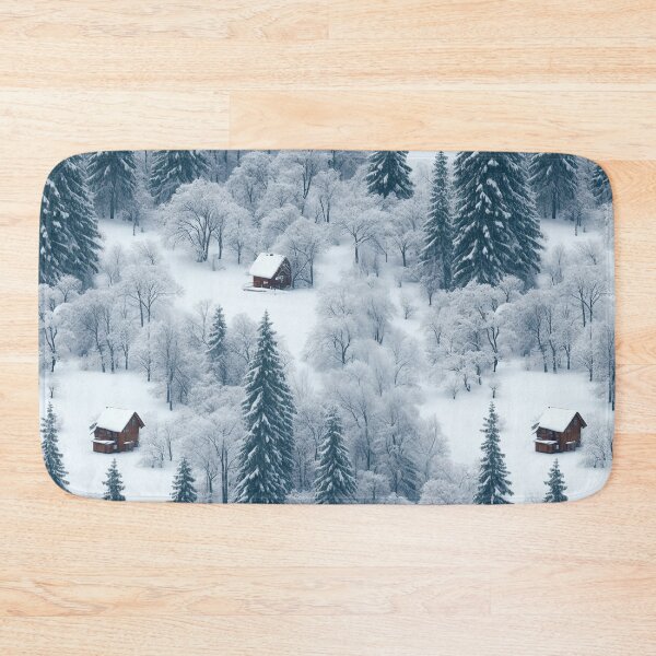 Item preview, Winter forest scene, snow covered trees cozy cabin designed and sold by CoolPixels.