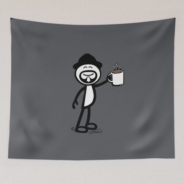 Item preview, GG Coffee Guy Stick Figure Grey Background designed and sold by GDGCreations.