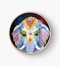 Indian Holi Elephant Watercolor and Acrylic Painting Clock
