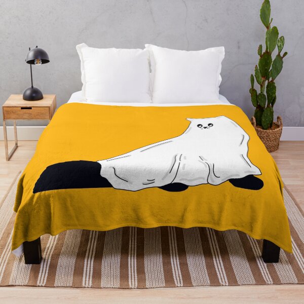 Item preview, Fluffy Ghost Cat With Pumpkin Orange  designed and sold by missmann.