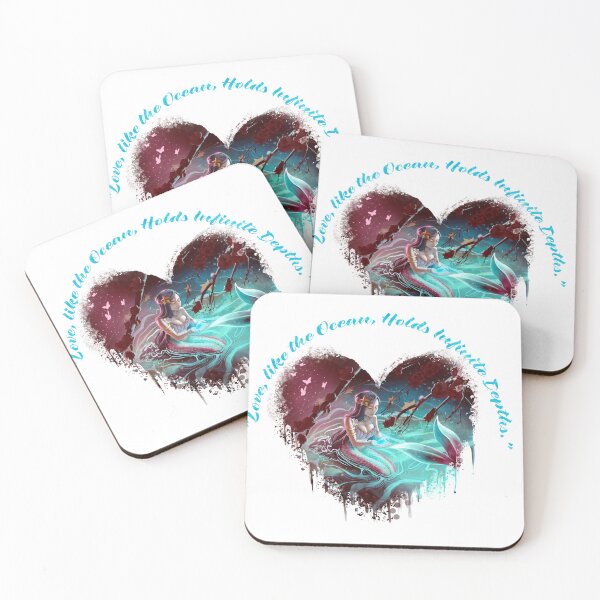 Item preview, Sapphire Serenity: A Mermaid's Touch Painting (Heart w/ text) designed and sold by DJ45Artworks.