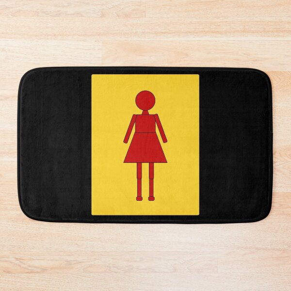 Item preview, Robo Girl, Stencil Image, Deep Red, Black Outline on Yellow Signage designed and sold by AASparksDesigns.