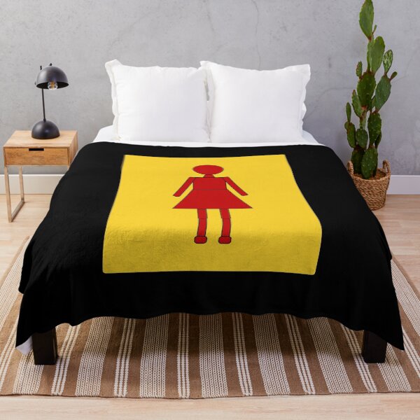 Item preview, Robo Girl, Stencil Image, Deep Red, Black Outline on Yellow Signage designed and sold by AASparksDesigns.