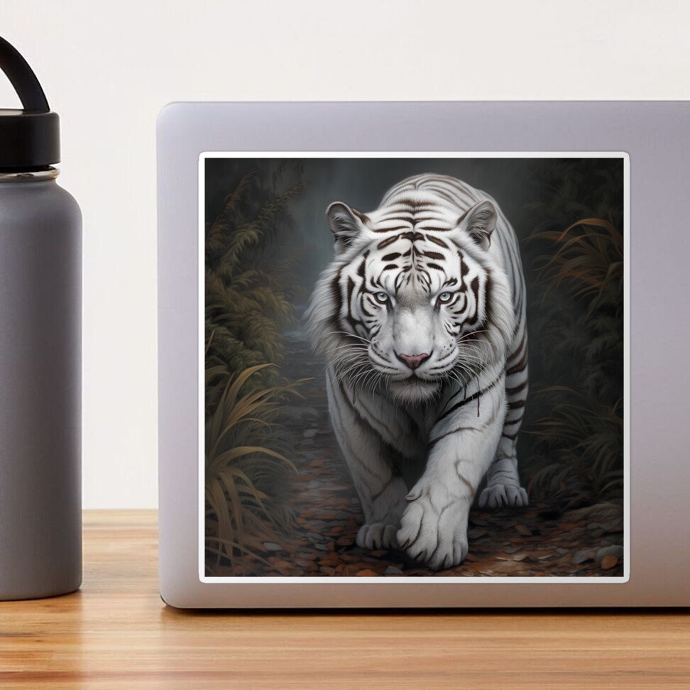 exotic baby white tiger cub print Sticker for Sale by dcrc