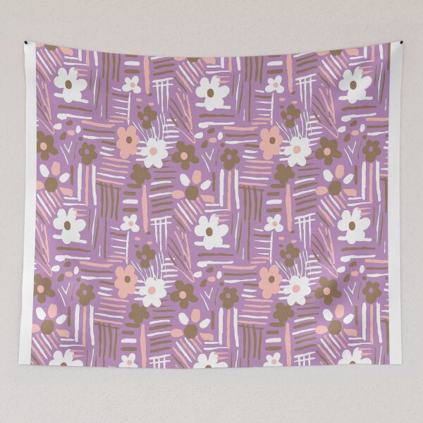 Item preview, Minimal soft style floral and stripes purple violet designed and sold by Alessandro Remo Mazzoni Remotextiles.