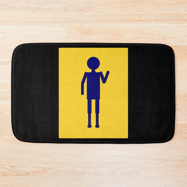 Item preview, Robo Boy, Stencil Image, Waving, Navy Blue, Black Outline on Yellow Signage designed and sold by AASparksDesigns.