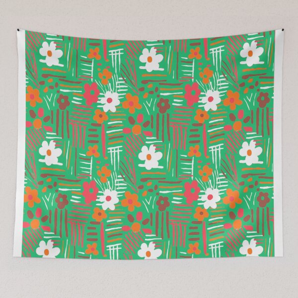 Item preview, Minimal soft style floral and stripes green designed and sold by Alessandro Remo Mazzoni Remotextiles.