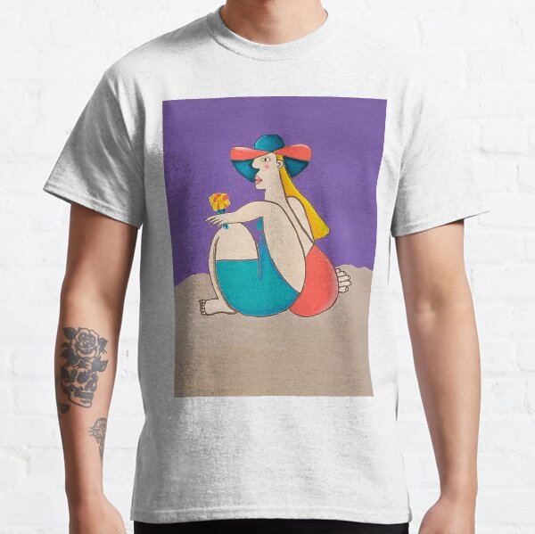 Enjoying the beach illustration Classic T-Shirt