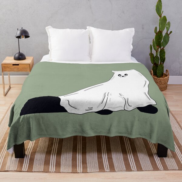 Item preview, Fluffy Ghost Cat With Fall Green  designed and sold by missmann.