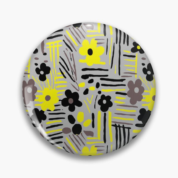 Item preview, Minimal soft style floral and stripes yellow black gray designed and sold by Alessandro Remo Mazzoni Remotextiles.