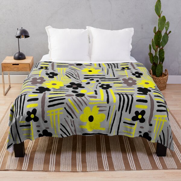 Item preview, Minimal soft style floral and stripes yellow black gray designed and sold by Alessandro Remo Mazzoni Remotextiles.