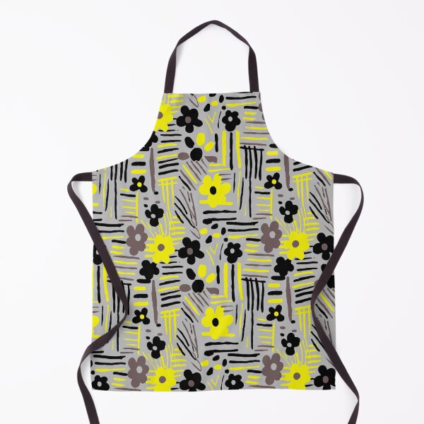 Item preview, Minimal soft style floral and stripes yellow black gray designed and sold by Alessandro Remo Mazzoni Remotextiles.