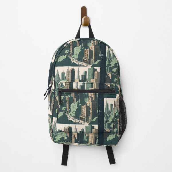 Item preview, Tranquil Urban Oasis: Muted Greens Cityscape designed and sold by Glitchart66.