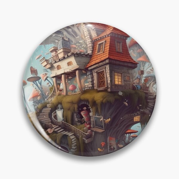 Item preview, Living In A Fascinating World Of Giant Mushrooms Fantasy Art designed and sold by scooterbaby.