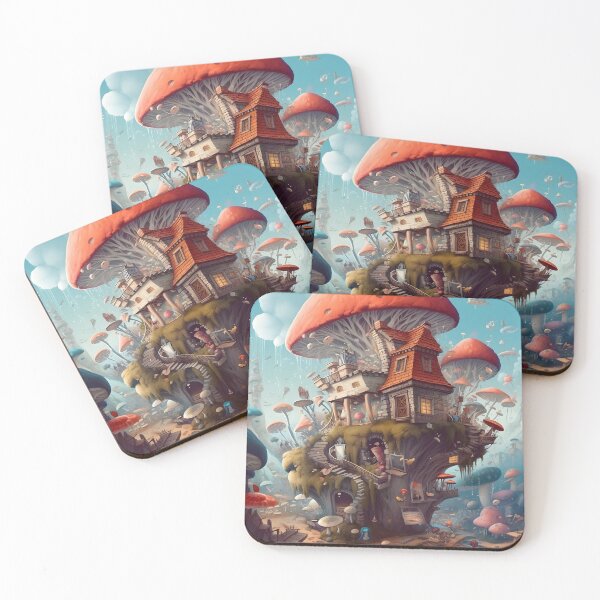 Item preview, Living In A Fascinating World Of Giant Mushrooms Fantasy Art designed and sold by scooterbaby.