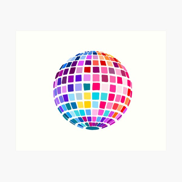 colorful disco ball Art Print