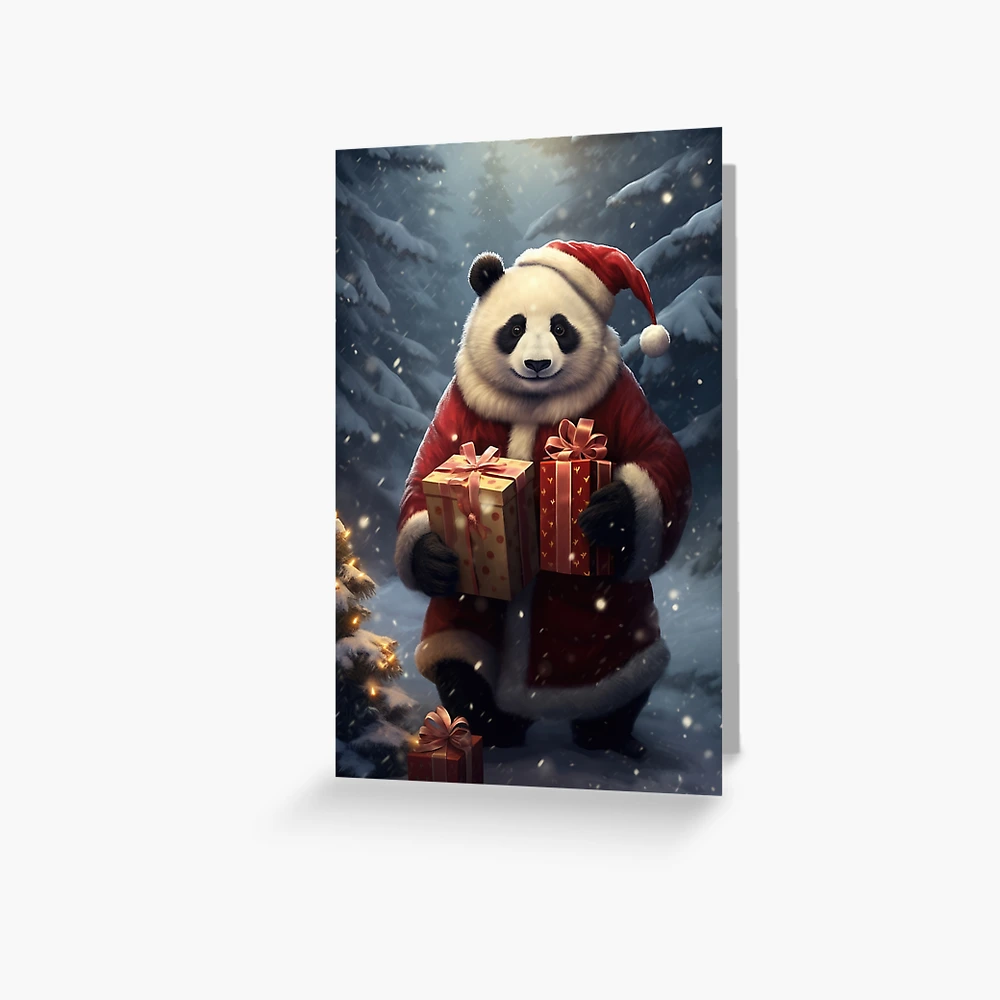 oh christmas tea panda santa hat Greeting Card for Sale by TheSimpleMan