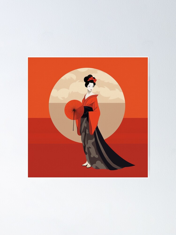 Anime girl in red kimono sticker, cherry blossoms, anime girl  portrait,Japanese traditional costume, anime fan art Sticker for Sale by  DeepikaSingh