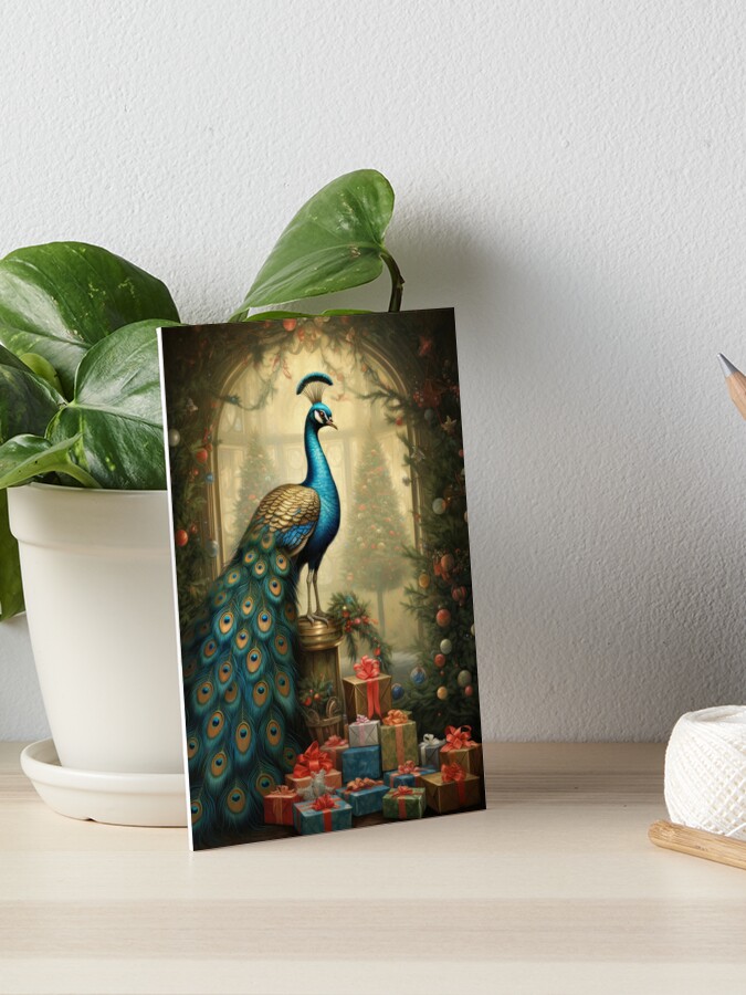 Ornate Peacock with Christmas Trees and Decorations Art Board Print for  Sale by OddCorro