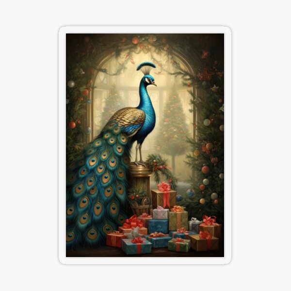 Ornate Peacock with Christmas Trees and Decorations Art Board Print for  Sale by OddCorro