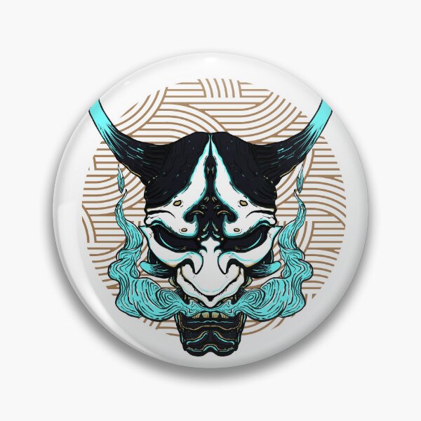 Item preview, Blue Japanese Oni Hannya Mask  designed and sold by StarBunnyDesign.