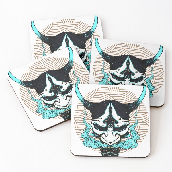 Item preview, Blue Japanese Oni Hannya Mask  designed and sold by StarBunnyDesign.