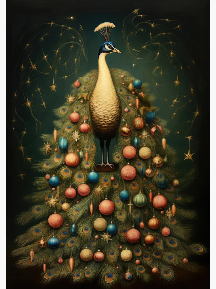 Ornate Peacock with Christmas Trees and Decorations Art Board Print for  Sale by OddCorro