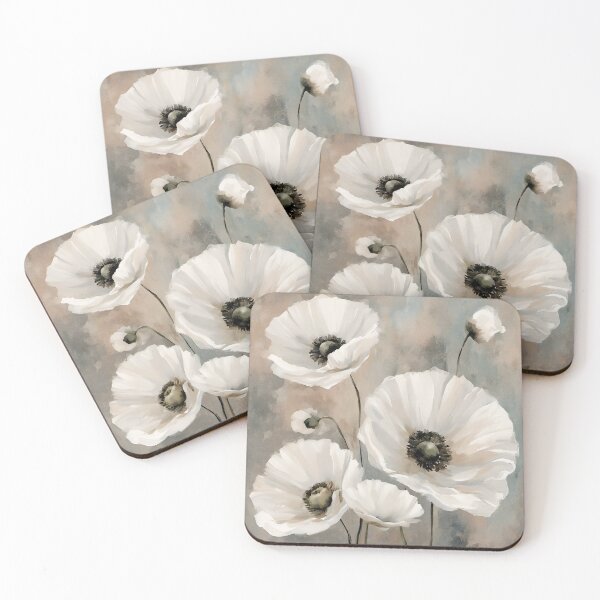 Item preview, Alabaster Poppies, White Poppies Floral Art designed and sold by Glimmersmith.