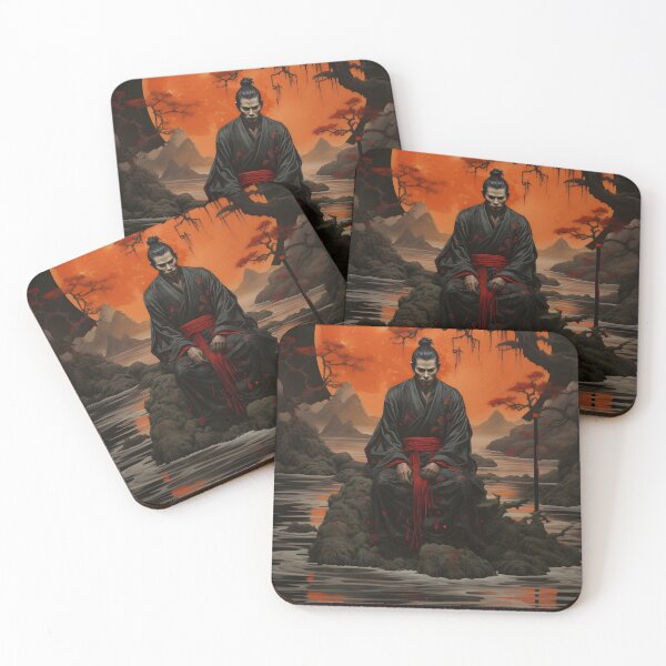 Item preview, Samurai Prince Meditating Before Battle Full Moon  designed and sold by scooterbaby.