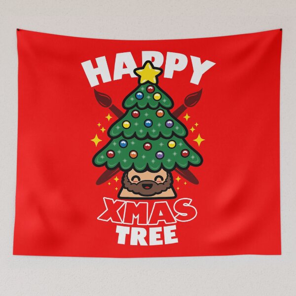 Item preview, Cute Kawaii Retro Vintage Happy Christmas Tree designed and sold by BoggsNicolasArt.