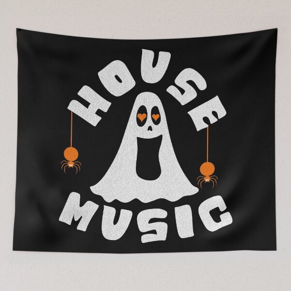 Item preview, HOUSE MUSIC  - Halloween Vibes (White/Orange)  designed and sold by Discothreadz.