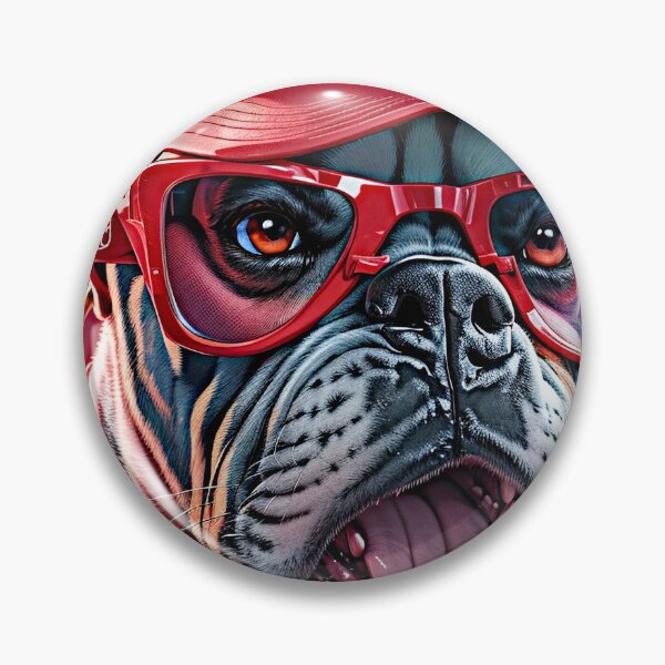 Item preview, The artwork illustration portrayed a lively scene with a vividly winking Pitt Bulldog wearing stylish glasses. designed and sold by Best-Art-32.