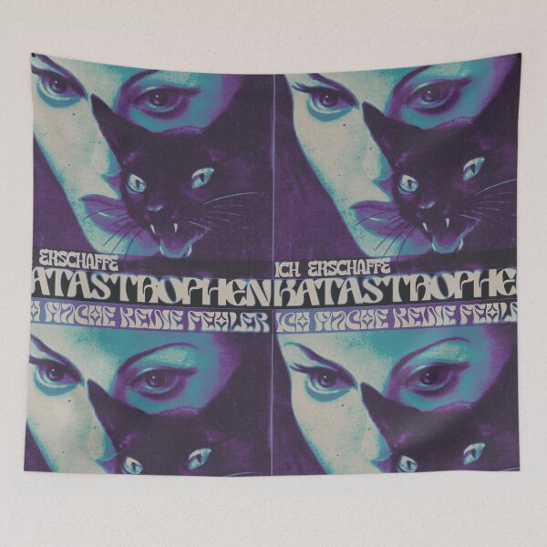 Item preview, I dont make mistakes I create disasters, vintage black cat and woman poster, german text designed and sold by Kai Multiverse.