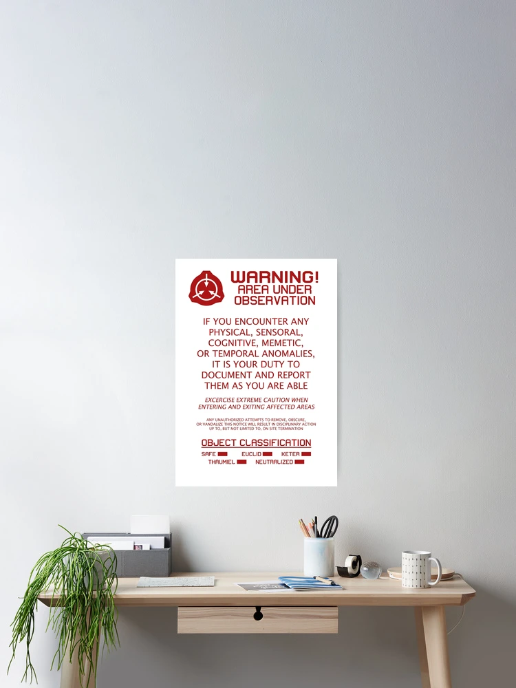 SCP Foundation Red Warning Sign - White Background Poster for