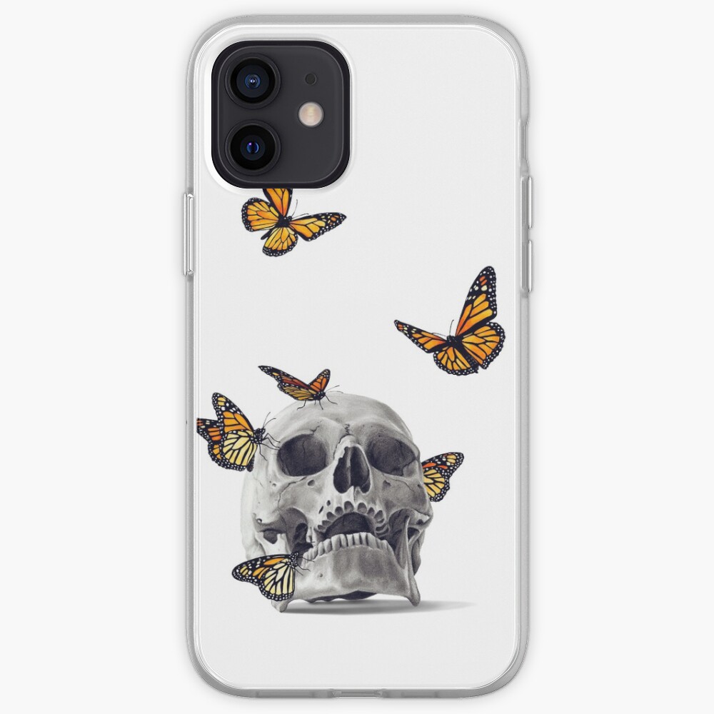 Skull with Monarch Butterflies iPhone Case & Cover