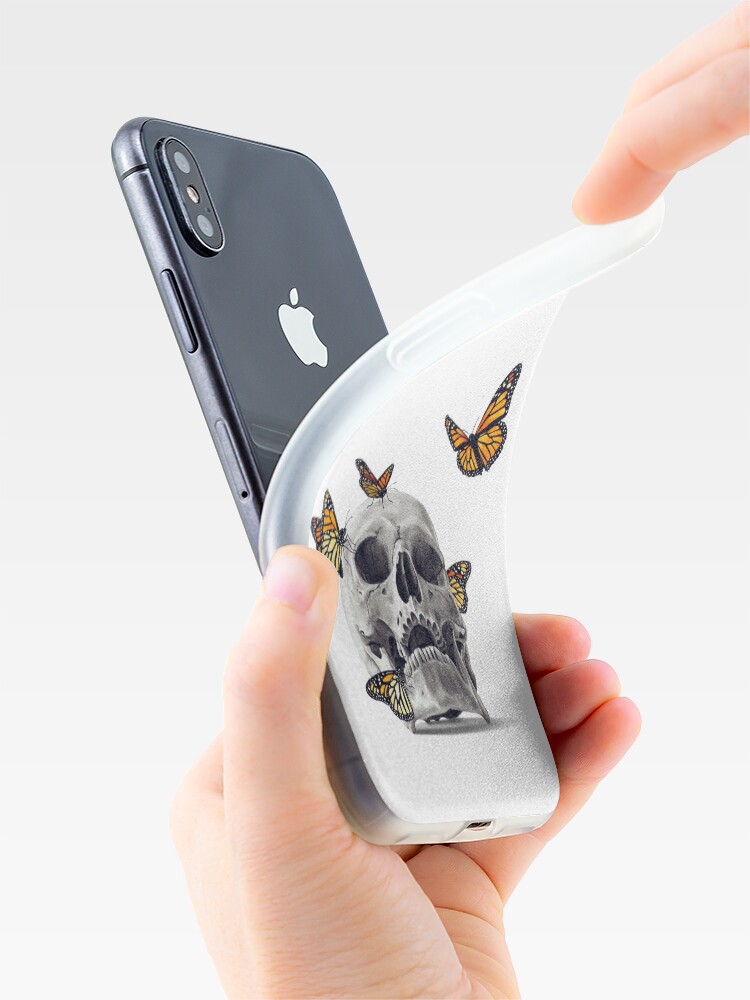 Alternate view of Skull with Monarch Butterflies iPhone Case & Cover