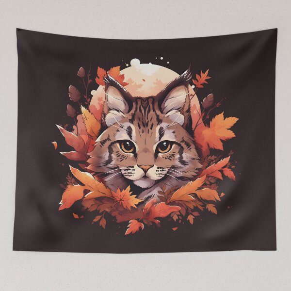 Item preview, Proud Bobcat in Fall Leaves designed and sold by InkedBeasts.