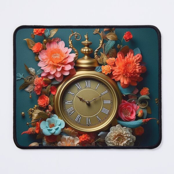 Item preview, Clock and flowers, lovely composition designed and sold by silent-violin.