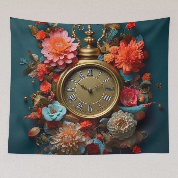 Item preview, Clock and flowers, lovely composition designed and sold by silent-violin.