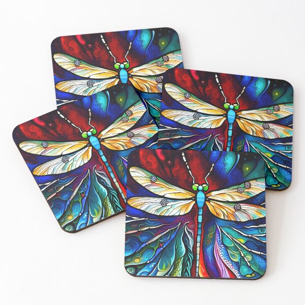Item preview, Dragonfly Stained Glass Cartoon designed and sold by druidwolfart.