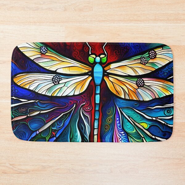 Item preview, Dragonfly Stained Glass Cartoon designed and sold by druidwolfart.
