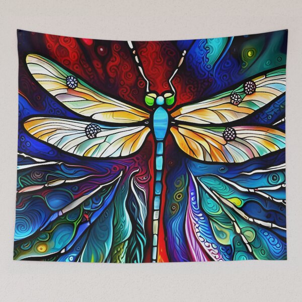Item preview, Dragonfly Stained Glass Cartoon designed and sold by druidwolfart.