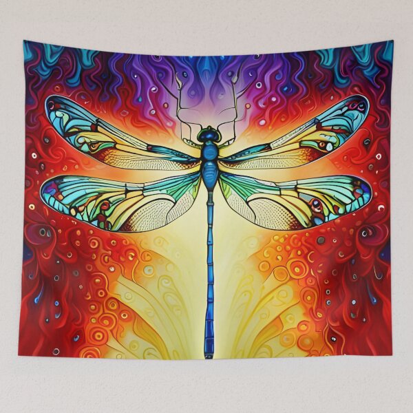 Item preview, Dragonfly Stained Glass Cartoon designed and sold by druidwolfart.