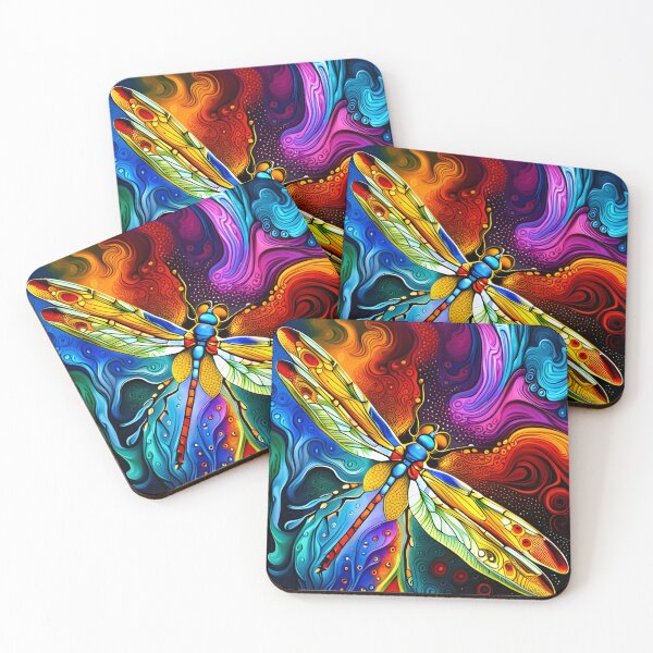 Item preview, Dragonfly Stained Glass Cartoon designed and sold by druidwolfart.