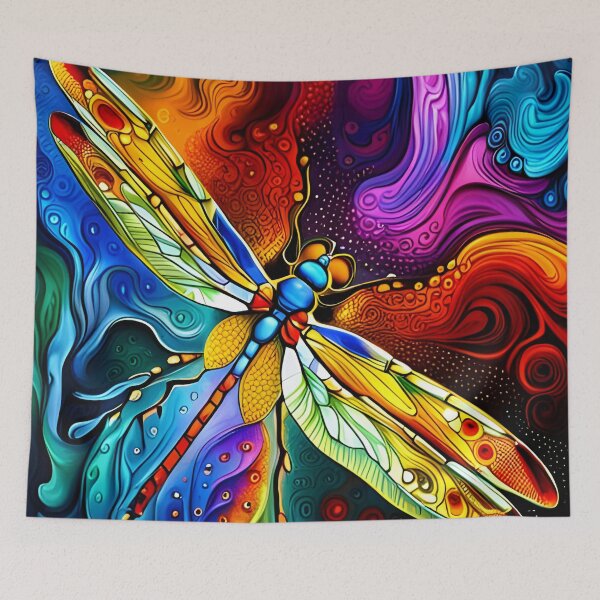 Item preview, Dragonfly Stained Glass Cartoon designed and sold by druidwolfart.