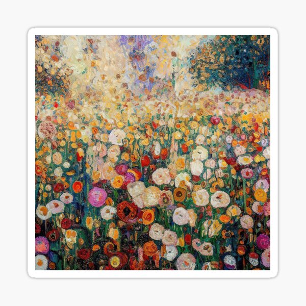 Aperçu de l'œuvre Jardin de fleurs Gustav Klimt créée et vendue par maniacfitness.